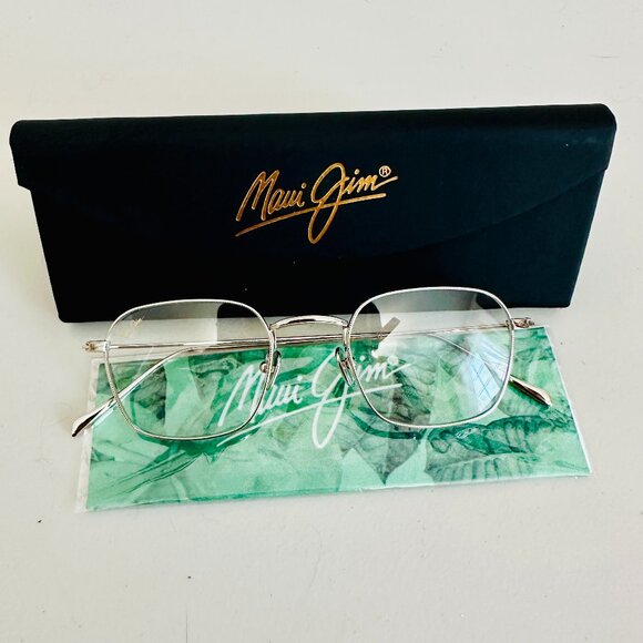 NEW MAUI JIM SILVER TONE OPTIC WIRE FRAME WITH TRIANGLE AND CIRCLE CUT OUT JAPAN